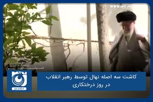 کاشت سه اصله نهال توسط رهبر انقلاب در روز درختکاری