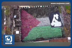 اقدام خلاقانه اسپانیایی‌ها برای حمایت از فلسطین + فیلم