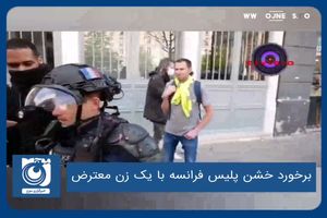 برخورد خشن پلیس فرانسه با یک زن معترض