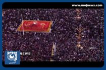 تصویر هوایی از اقامه نماز عید فطر در حرم مطهر رضوی + فیلم