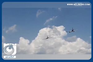 مانور زیبای دو هواپیمای توپولوف ۱۵۴ و ایرباس A319