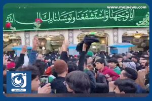 تصاویری از حال و هوای بین‌الحرمین در شب نیمه شعبان + فیلم