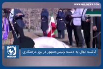 کاشت نهال به‌دست رئیس‌جمهور در روز درختکاری